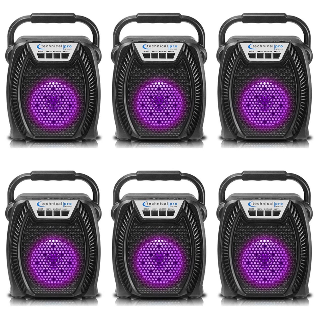 Technical Pro Rechargeable LED Bluetooth Speaker w/ USB/SD/FM Perfect Portable Speaker 30 Feet Bluetooth Range 4 inch
